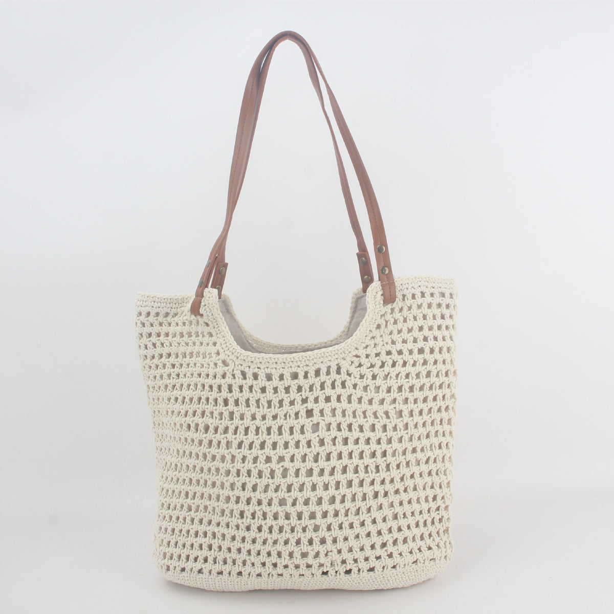 Casual Large Capacity Shoulder Cotton Woven Bag New Arrival Hollow Mesh Tote Bag Seaside Holiday Beach Bag for Women