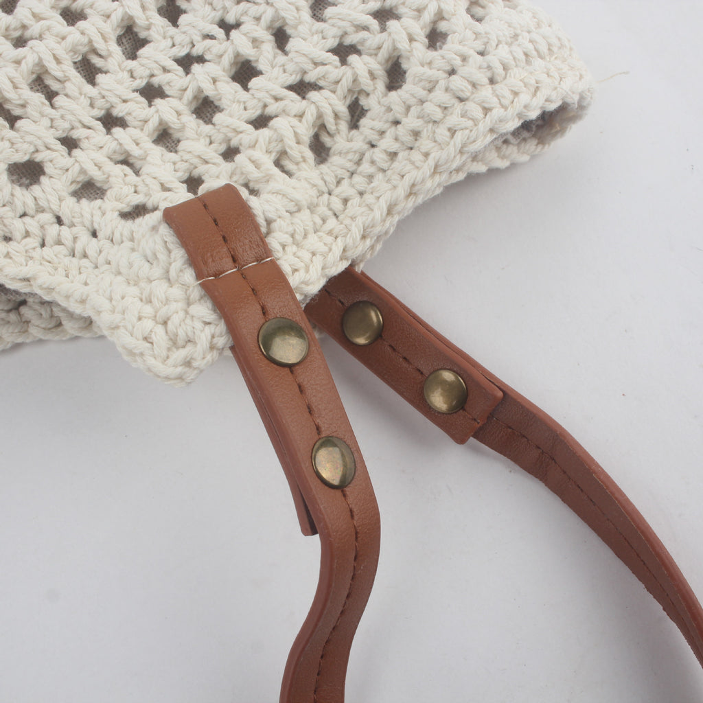 Casual Large Capacity Shoulder Cotton Woven Bag New Arrival Hollow Mesh Tote Bag Seaside Holiday Beach Bag for Women