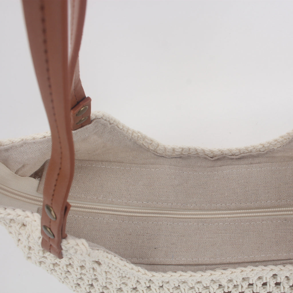 Casual Large Capacity Shoulder Cotton Woven Bag New Arrival Hollow Mesh Tote Bag Seaside Holiday Beach Bag for Women