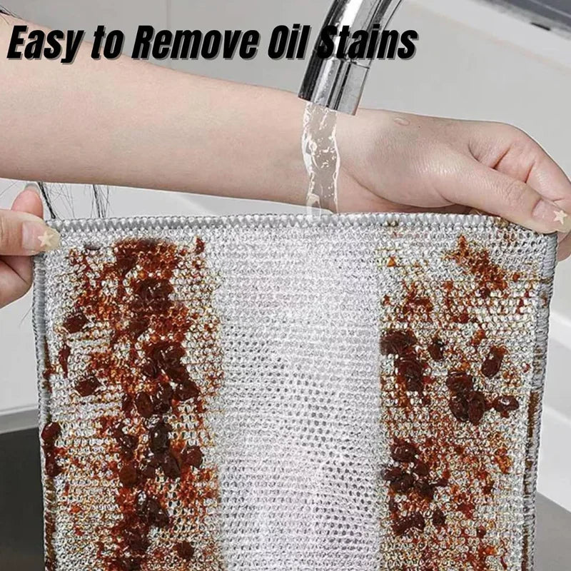 30PCS Magic Cleaning Cloth Thickened Double -sided Metal Steel Wire Rags Kitchen Dish Pot Washdishing Cloths Towel Clean Tools