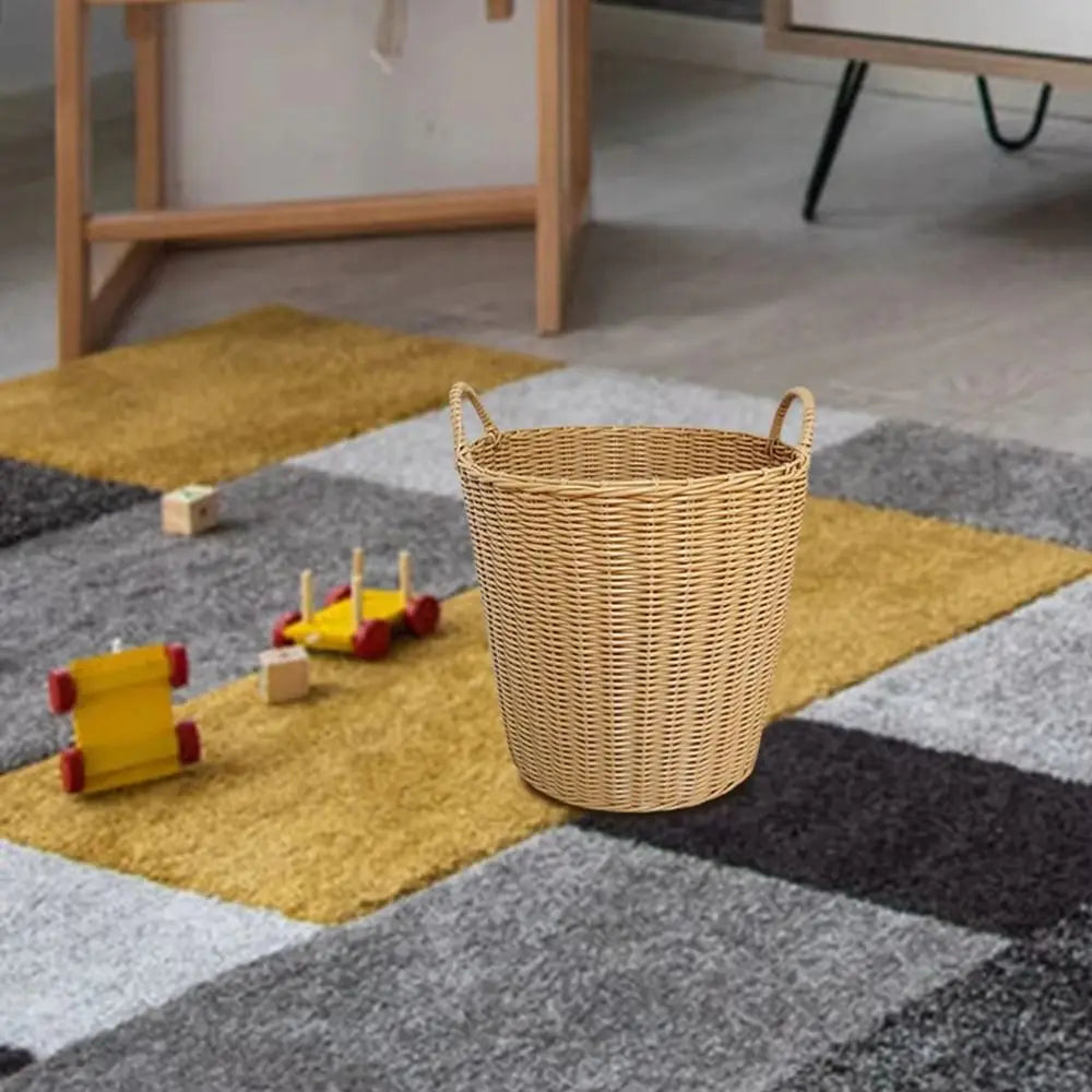 New Foldable Laundry Basket Woven Rattan-Style Toys Storage Basket Wicker Baskets