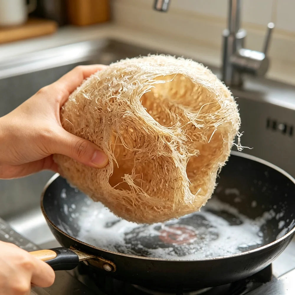35-40cm Natural Loofah Sponge 100% Plant Fiber Fluffy After Washing Eco-Friendly for Bath Kitchen Cleaning Reusable Scrubber