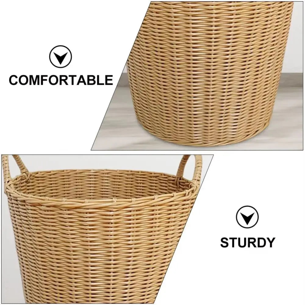 New Foldable Laundry Basket Woven Rattan-Style Toys Storage Basket Wicker Baskets