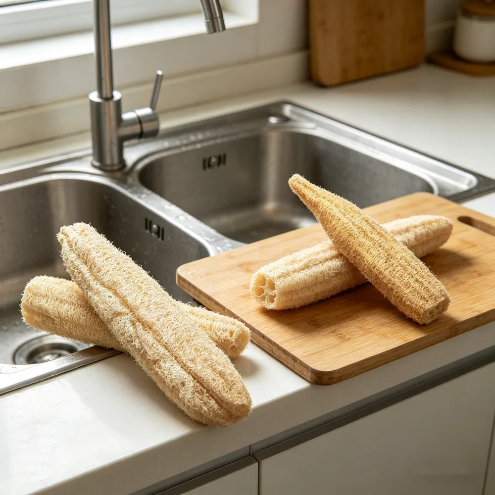 35-40cm Natural Loofah Sponge 100% Plant Fiber Fluffy After Washing Eco-Friendly for Bath Kitchen Cleaning Reusable Scrubber
