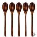 5 Pieces Wooden Spoon Soup Spoon and Fork Tableware Natural Ellipse Ladle Spoon Set Eco Friendly Products Spoons for Cooking