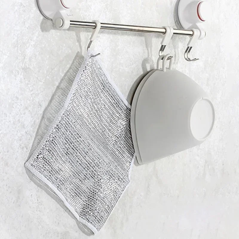 Dishcloth for Kitchen Magic Towel Kitchen Cloths Thickened Microfiber Wash Cloth Wire Dishwashing Rag Scouring Pad Cleaning Tool