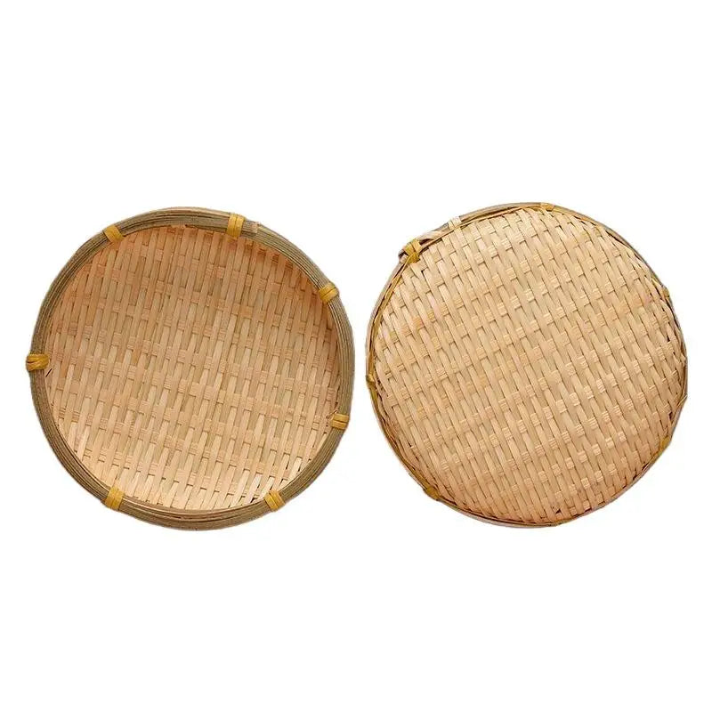 Hand‑Woven Natural Bamboo Tray Sturdy Eco‑Friendly for Food Serving Storage and Home Decoration