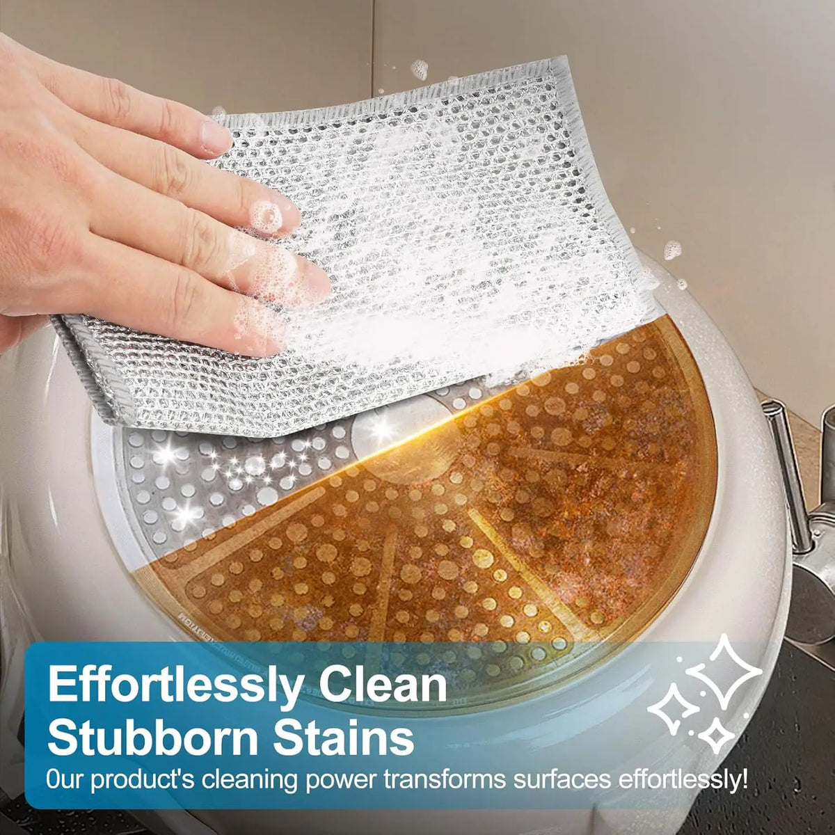 1/100pcs Magic Dishcloth Silver Wire Cleaning Kitchen Cloth Thickened Microfiber Wash Towel Built-in Sponge Steel Wire Ball Rag