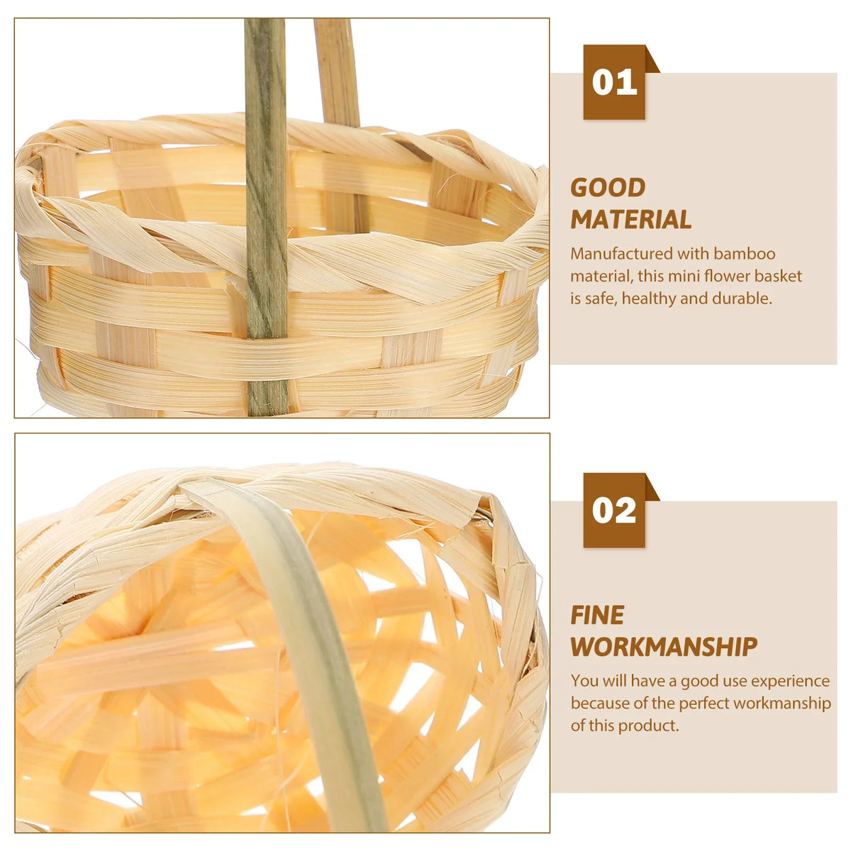 Wicker Basket Decor Bamboo Woven Flower Small Storage Mini Basket With Lid Miniature Mini Basket Hand-Woven Flower