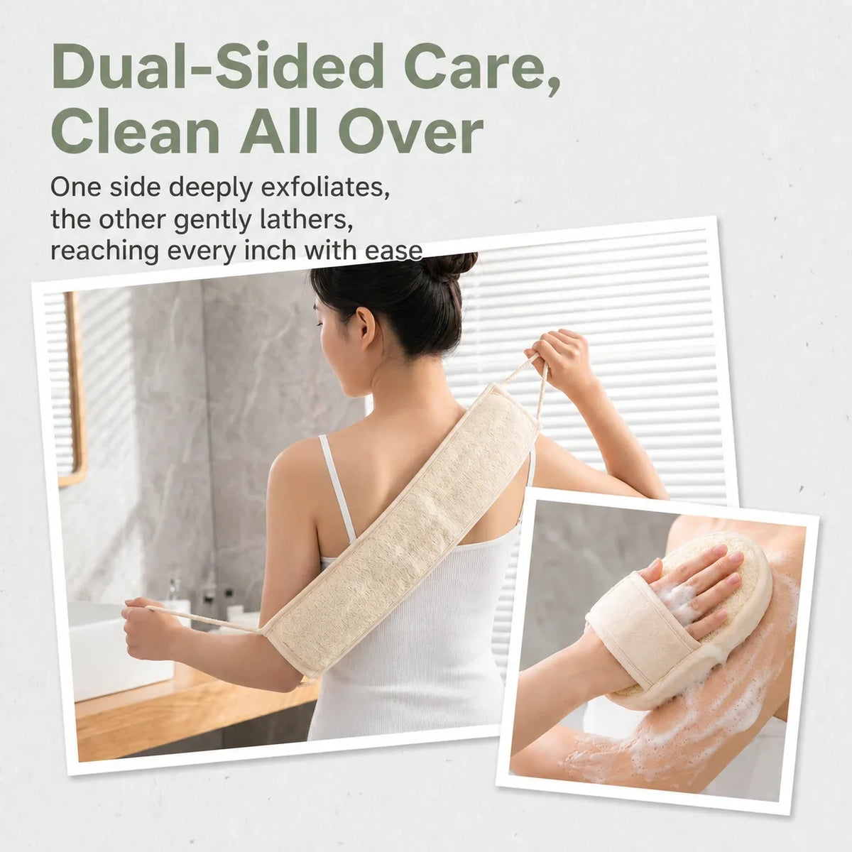 Natural Loofah Back Scrubber Dual Sided Exfoliating Bath Sponge for Deep Cleansing Shower Men Women