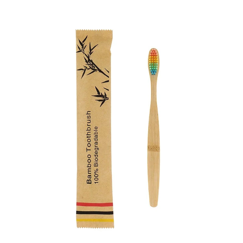 10Pcs Bamboo Toothbrush Eco Friendly Wooden Tooth Brush Soft Bristle Tip Charcoal Adults Oral Care Toothbrushes Hotel Travel
