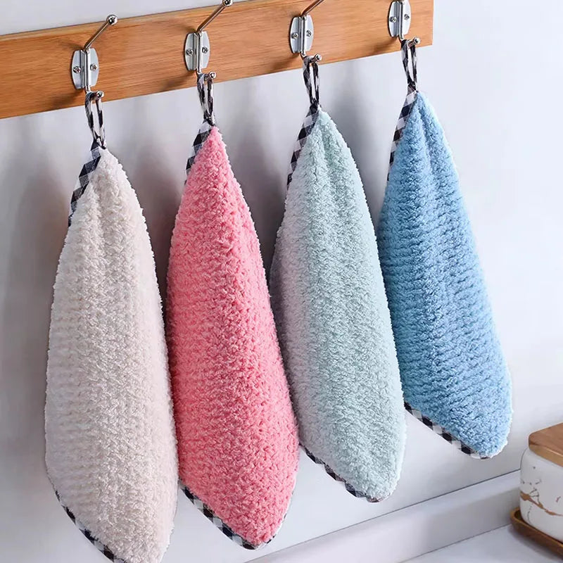 Kitchen Towels Hangable Cleaning Cloth for Tableware Dish Cloth Microfiber Absorbent Household Cleaning Towels