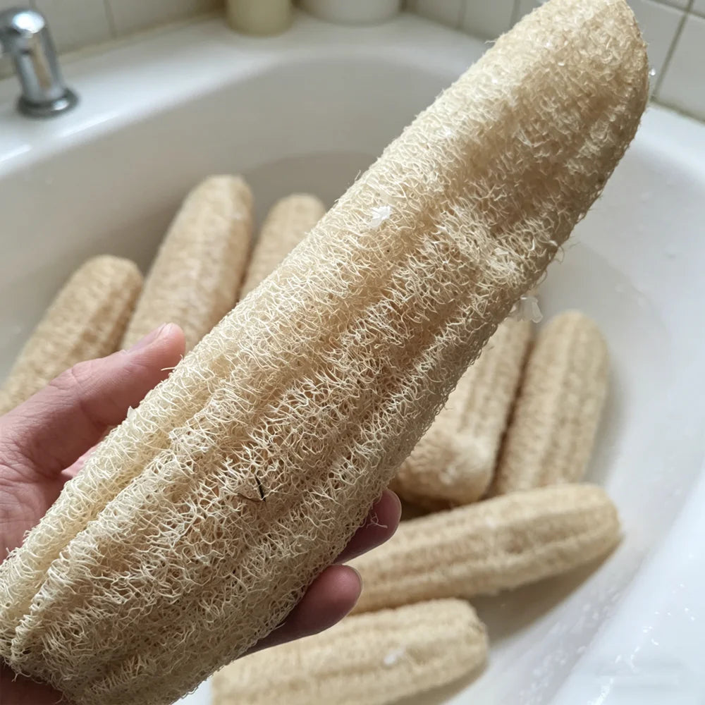 35-40cm Natural Loofah Sponge 100% Plant Fiber Fluffy After Washing Eco-Friendly for Bath Kitchen Cleaning Reusable Scrubber