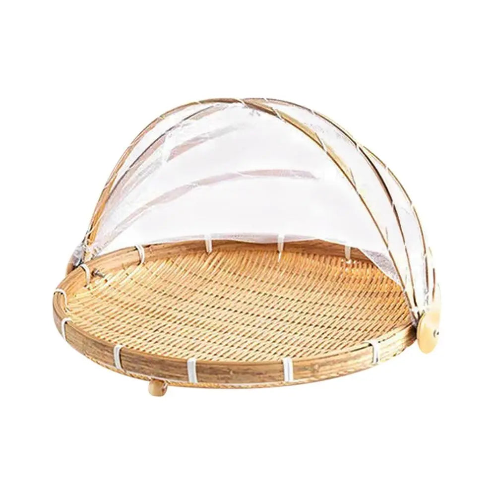 Anti-insect Dustproof Basket Anti-mosquito Hand-Woven Tent Basket Fruit Vegetable Tray Mesh Drying Dustpan Food Storage Basket