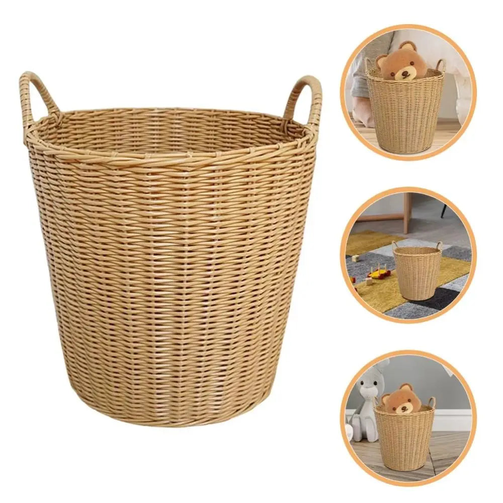 New Foldable Laundry Basket Woven Rattan-Style Toys Storage Basket Wicker Baskets