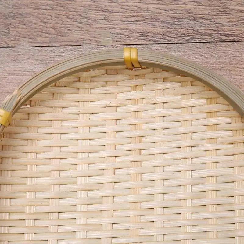 Hand‑Woven Natural Bamboo Tray Sturdy Eco‑Friendly for Food Serving Storage and Home Decoration