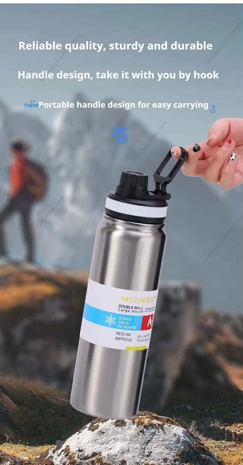 Insulated Stainless Steel Thermal Bottle 600-1000ML Vacuum Flask for Sports and Car Travel, Keeps Beverages Hot & Cold