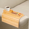 Couch Cup Holder Natural Anti-Slip Bamboo Sofa Armrest Tray Foldable Multifunctional Sofa Cup Holder for Cups Remote Control