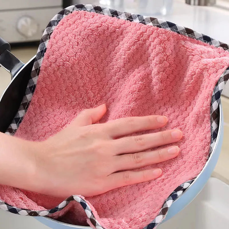 Kitchen Towels Hangable Cleaning Cloth for Tableware Dish Cloth Microfiber Absorbent Household Cleaning Towels