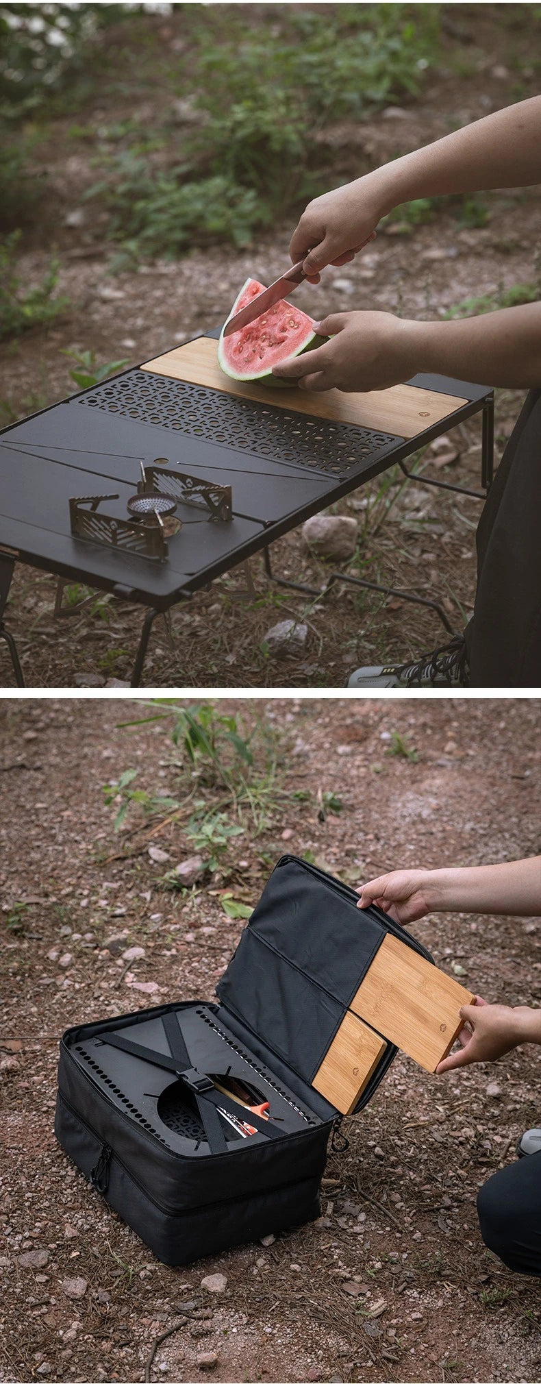 CAMPINGMOON Bamboo Board BBQ CK-P25 Portable Bbq Accessories Outdoor Camping IGT Wooden Table Top Dish Food d Tray