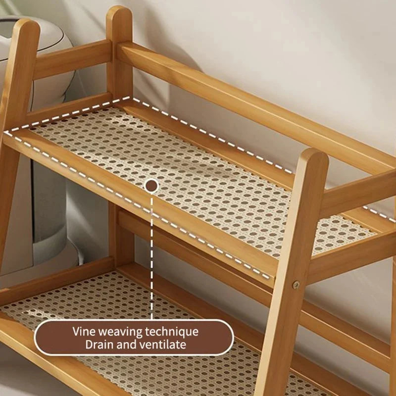 Dual Layer Bamboo Kitchen Storage Shelf Desktop Spice Cup Seasoning Coffee Bar Organizer Rack