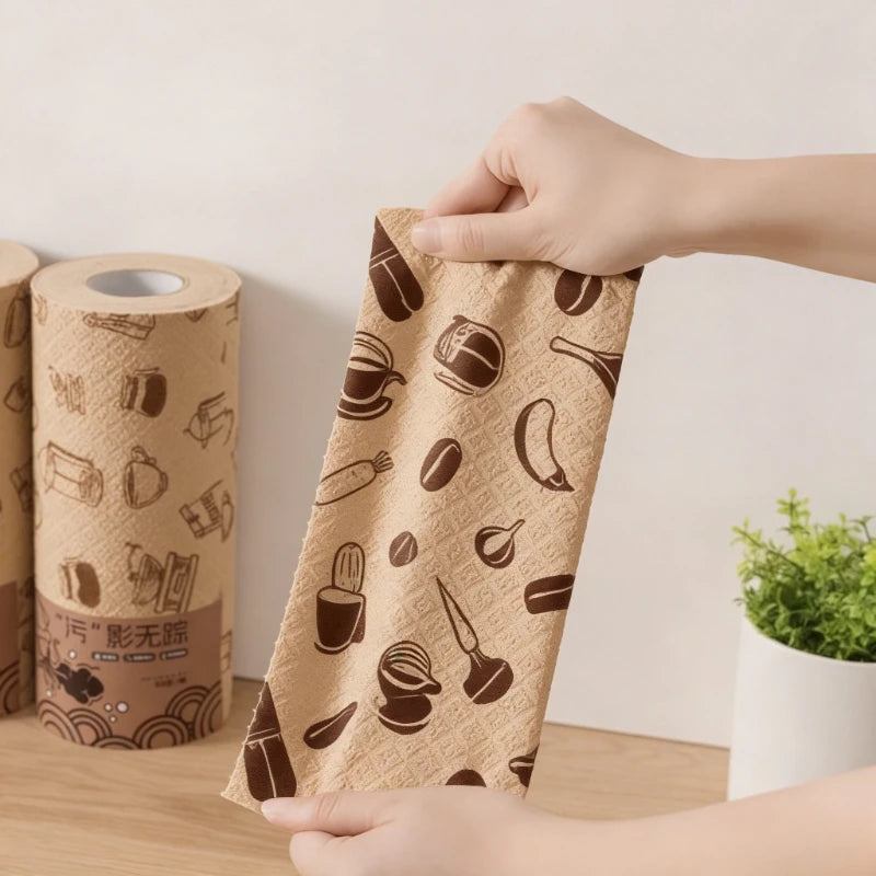 Reusable Washable Tearable Kitchen Cleaning Cloth Roll Antibacterial Microfiber Dish Towel for Household Cleaning