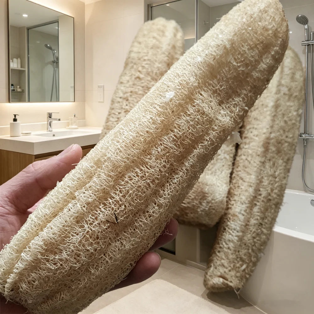35-40cm Natural Loofah Sponge 100% Plant Fiber Fluffy After Washing Eco-Friendly for Bath Kitchen Cleaning Reusable Scrubber