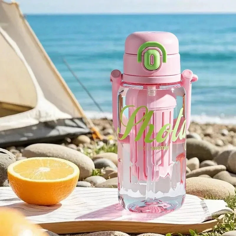SHOTAY 850/1000ml Tritan Water Bottle BPA-Free Straw Cup with Pop-up Lid＆Tea Strainer Portable Summer Drink Cups Travel Mug