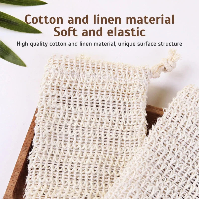 3/5Pcs Sisal Soap Saver Bag Exfoliating Mesh Pouch Eco Friendly Natural Zero Waste Foaming And Scrubbing Sisal Bag FOR Bathroom