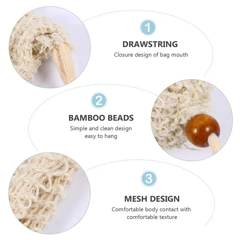 30 Pack Exfoliating Soap Bag Natural Soap Saver Pouch Bag for Shower Reusable Bath Soap Bags with Drawstring Bubble Foam Pocket