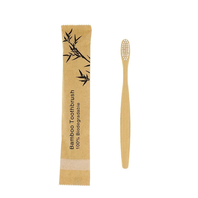 10Pcs Bamboo Toothbrush Eco Friendly Wooden Tooth Brush Soft Bristle Tip Charcoal Adults Oral Care Toothbrushes Hotel Travel