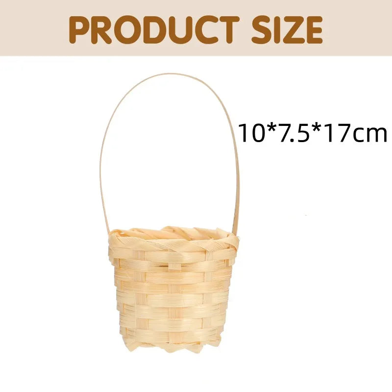 Wicker Basket Decor Bamboo Woven Flower Small Storage Mini Basket With Lid Miniature Mini Basket Hand-Woven Flower