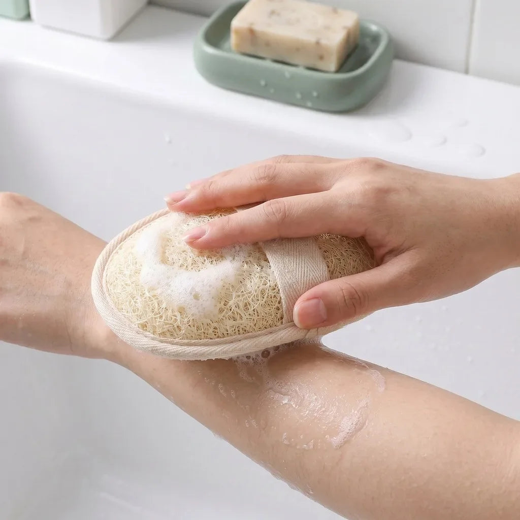 Natural Loofah Back Scrubber Dual Sided Exfoliating Bath Sponge for Deep Cleansing Shower Men Women