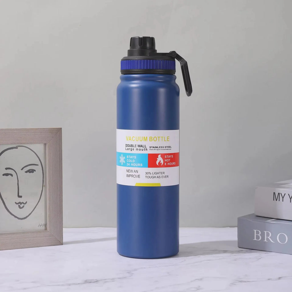 Insulated Stainless Steel Thermal Bottle 600-1000ML Vacuum Flask for Sports and Car Travel, Keeps Beverages Hot & Cold