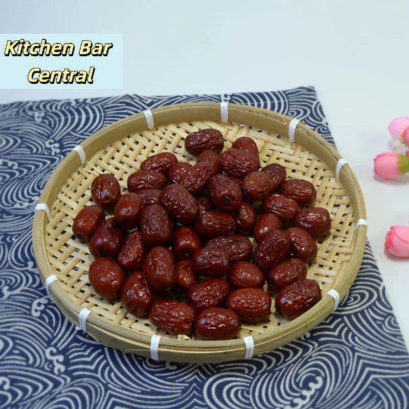 【1PC Round Bamboo Woven Fruit Basket Tray Flat Wicker Food Storage Shallow Tray Kitchen Decor Serving Tray】