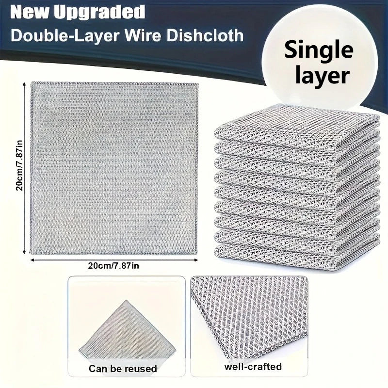 Dishcloth for Kitchen Magic Towel Kitchen Cloths Thickened Microfiber Wash Cloth Wire Dishwashing Rag Scouring Pad Cleaning Tool