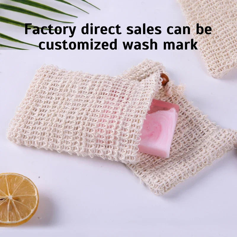 3/5Pcs Sisal Soap Saver Bag Exfoliating Mesh Pouch Eco Friendly Natural Zero Waste Foaming And Scrubbing Sisal Bag FOR Bathroom