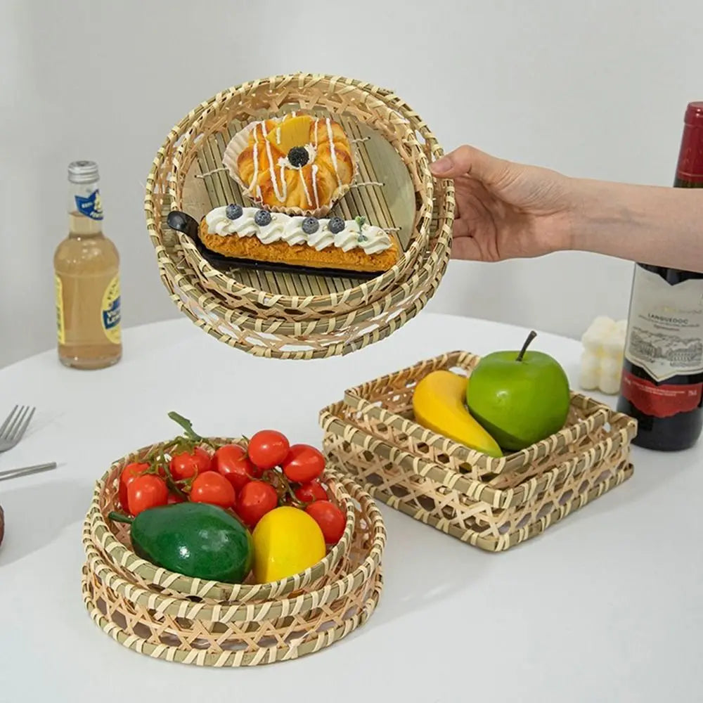 Vegetable Food Bamboo Fruit Basket Bread Fruit Desktop Ornament Miniature Storage Baskets Storage Decoration Shopping Basket