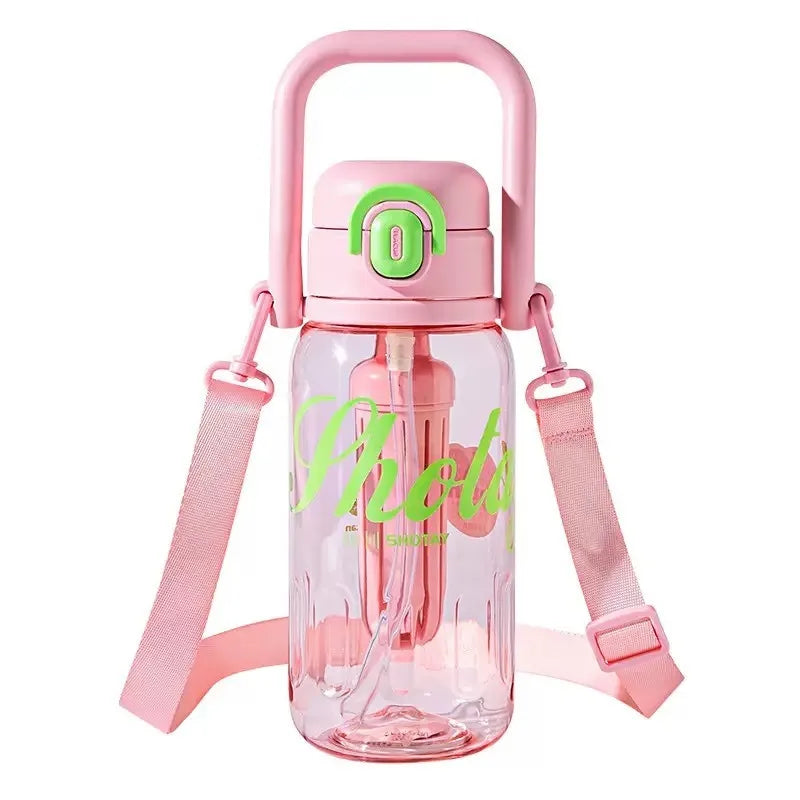 SHOTAY 850/1000ml Tritan Water Bottle BPA-Free Straw Cup with Pop-up Lid＆Tea Strainer Portable Summer Drink Cups Travel Mug