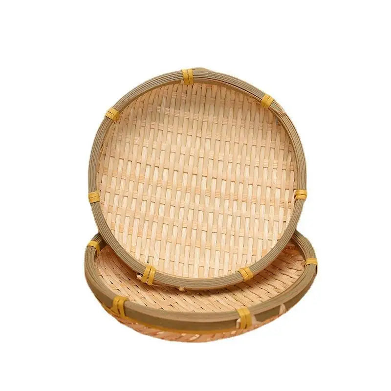 Hand‑Woven Natural Bamboo Tray Sturdy Eco‑Friendly for Food Serving Storage and Home Decoration