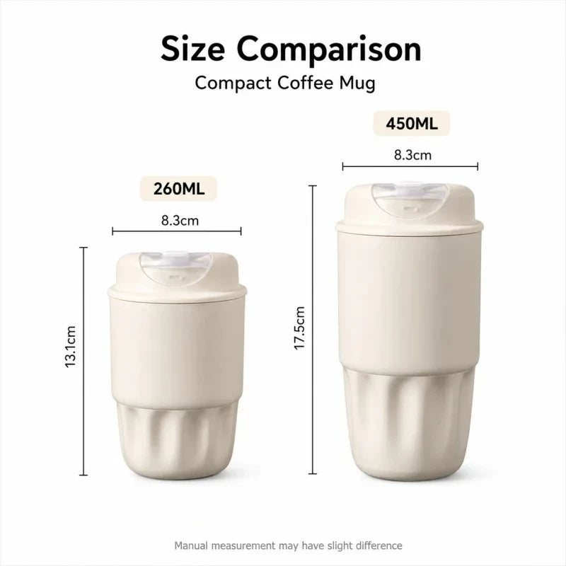260ML 450ML  Thermal Coffee Mug Leakproof Portable Travel Tumbler with Lid Stainless Steel Cup for Car Work Hot Cold Drink