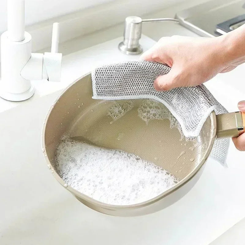Dishcloth for Kitchen Magic Towel Kitchen Cloths Thickened Microfiber Wash Cloth Wire Dishwashing Rag Scouring Pad Cleaning Tool