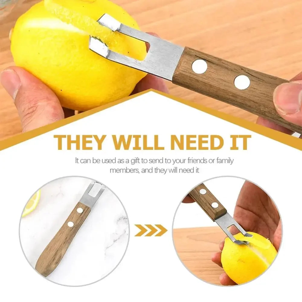 1PC Lemon Peeler Corrosion-resistant Fruit Peeler Eco-friendly Rust-proof Wood Handle Kitchen Tool Paring Knife Kitchen Gadgets