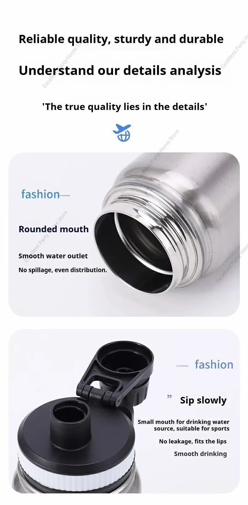 Insulated Stainless Steel Thermal Bottle 600-1000ML Vacuum Flask for Sports and Car Travel, Keeps Beverages Hot & Cold
