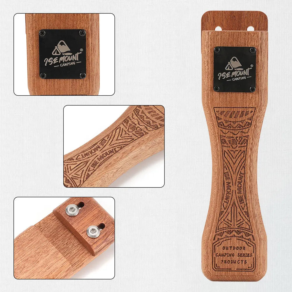 Outdoor Natural Wood Grill Pan Handle Detachable Heat Resistant Anti Scald Grip BBQ Plate Clip Portable Camping Cooking Tool