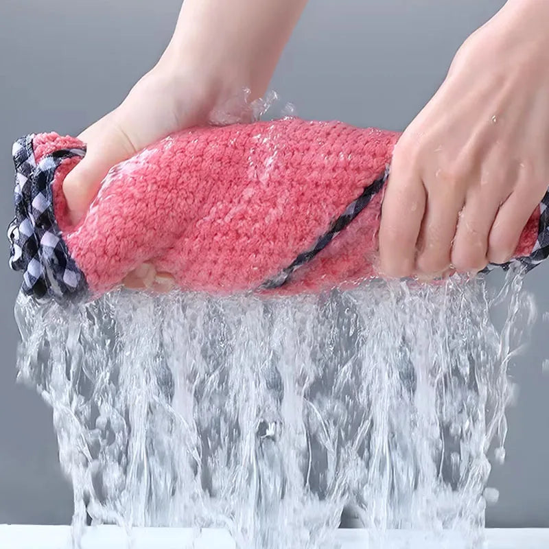 Kitchen Towels Hangable Cleaning Cloth for Tableware Dish Cloth Microfiber Absorbent Household Cleaning Towels