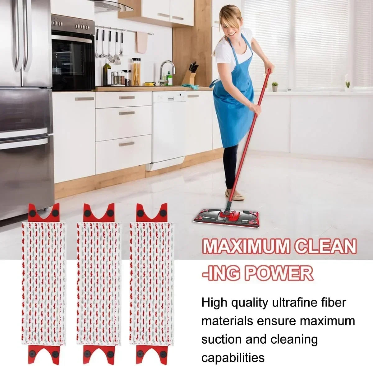 High Quality Microfiber Floor Mop Pads Reusable for UltraMax Quick Drying Machine Washabl Flat Spin Mop Cloth Replacement