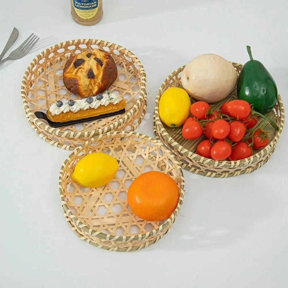 Vegetable Food Bamboo Fruit Basket Bread Fruit Desktop Ornament Miniature Storage Baskets Storage Decoration Shopping Basket