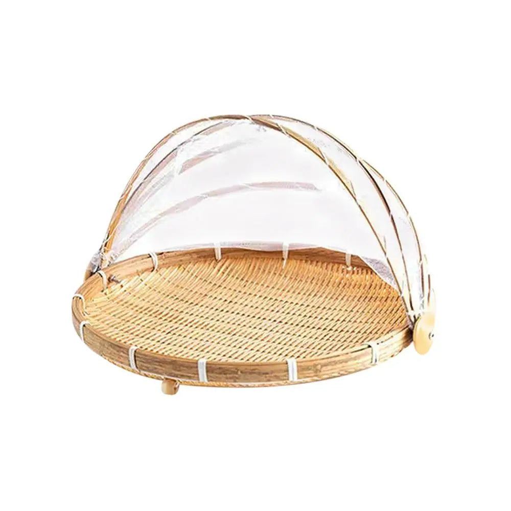 Anti-insect Dustproof Basket Anti-mosquito Hand-Woven Tent Basket Fruit Vegetable Tray Mesh Drying Dustpan Food Storage Basket