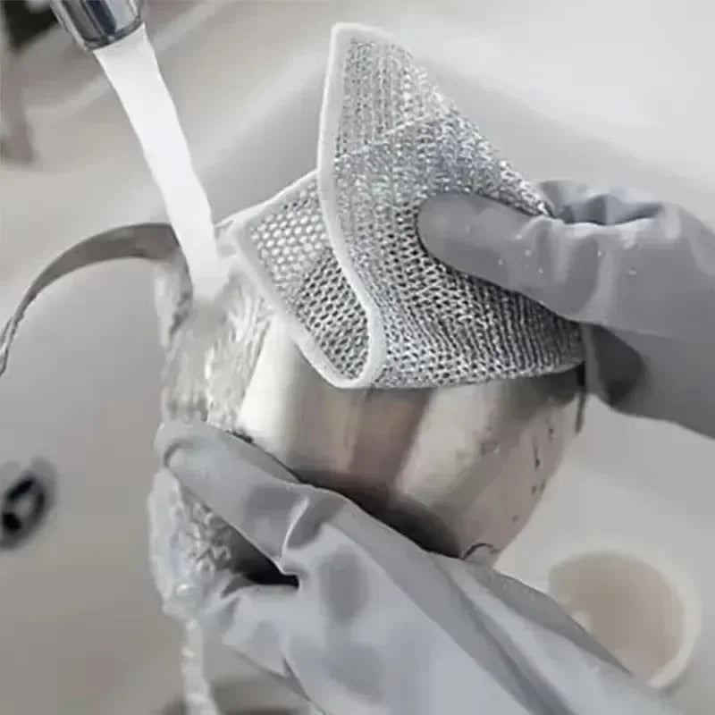 Dishcloth for Kitchen Magic Towel Kitchen Cloths Thickened Microfiber Wash Cloth Wire Dishwashing Rag Scouring Pad Cleaning Tool